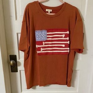 Sage + Fig Americana Boho Raw Hem Graphic Tee 100% Cotton 1XL Brand New